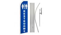 Restrooms Superknit Polyester Swooper Flag Size 11.5ft by 2.5ft & 6 Piece Pole & Ground Spike Kit