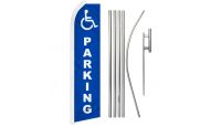 Handicapped Parking Superknit Polyester Swooper Flag Size 11.5ft by 2.5ft & 6 Piece Pole & Ground Spike Kit