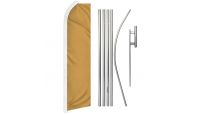 Gold Solid Color Superknit Polyester Swooper Flag Size 11.5ft by 2.5ft & 6 Piece Pole & Ground Spike Kit