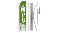 Great MPG Green Superknit Polyester Swooper Flag Size 11.5ft by 2.5ft & 6 Piece Pole & Ground Spike Kit