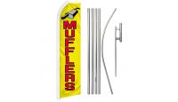 Mufflers Letters Superknit Polyester Swooper Flag Size 11.5ft by 2.5ft & 6 Piece Pole & Ground Spike Kit