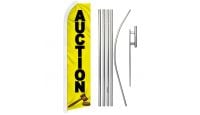 Auction Superknit Polyester Swooper Flag Size 11.5ft by 2.5ft & 6 Piece Pole & Ground Spike Kit