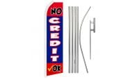 No Credit Ok Superknit Polyester Swooper Flag Size 11.5ft by 2.5ft & 6 Piece Pole & Ground Spike Kit
