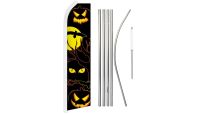 Halloween Eyes Superknit Polyester Swooper Flag Size 11.5ft by 2.5ft & 6 Piece Pole & Ground Spike Kit