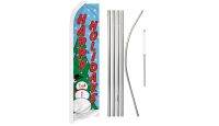 Happy Holidays Superknit Polyester Swooper Flag Size 11.5ft by 2.5ft & 6 Piece Pole & Ground Spike Kit