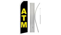 ATM Superknit Polyester Swooper Flag Size 11.5ft by 2.5ft & 6 Piece Pole & Ground Spike Kit