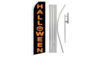 Halloween Superknit Polyester Swooper Flag Size 11.5ft by 2.5ft & 6 Piece Pole & Ground Spike Kit