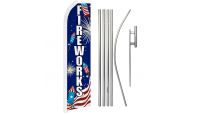 Fireworks USA Superknit Polyester Swooper Flag Size 11.5ft by 2.5ft & 6 Piece Pole & Ground Spike Kit