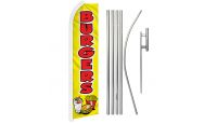 Burgers Superknit Polyester Swooper Flag Size 11.5ft by 2.5ft & 6 Piece Pole & Ground Spike Kit