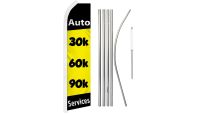 Auto 30k60k90k Services Superknit Polyester Swooper Flag Size 11.5ft by 2.5ft & 6 Piece Pole & Ground Spike Kit