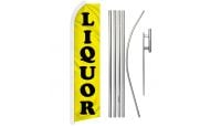 Liquor Superknit Polyester Swooper Flag Size 11.5ft by 2.5ft & 6 Piece Pole & Ground Spike Kit