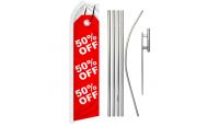 50% Off Superknit Polyester Swooper Flag Size 11.5ft by 2.5ft & 6 Piece Pole & Ground Spike Kit