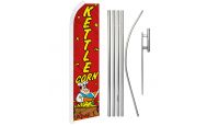 Kettle Corn Superknit Polyester Swooper Flag Size 11.5ft by 2.5ft & 6 Piece Pole & Ground Spike Kit
