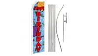 Happy Birthday Superknit Polyester Swooper Flag Size 11.5ft by 2.5ft & 6 Piece Pole & Ground Spike Kit