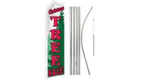 Christmas Tree Sale Superknit Polyester Swooper Flag Size 11.5ft by 2.5ft & 6 Piece Pole & Ground Spike Kit
