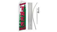 Christmas Tree Sale Superknit Polyester Swooper Flag Size 11.5ft by 2.5ft & 6 Piece Pole & Ground Spike Kit