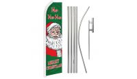 Merry Christmas Hohoho Superknit Polyester Swooper Flag Size 11.5ft by 2.5ft & 6 Piece Pole & Ground Spike Kit