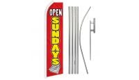Open Sundays Red & Yellow Superknit Polyester Swooper Flag Size 11.5ft by 2.5ft & 6 Piece Pole & Ground Spike Kit