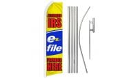 E-File Superknit Polyester Swooper Flag Size 11.5ft by 2.5ft & 6 Piece Pole & Ground Spike Kit