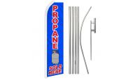 Propane Sold Here Superknit Polyester Swooper Flag Size 11.5ft by 2.5ft & 6 Piece Pole & Ground Spike Kit