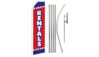 Rentals Superknit Polyester Swooper Flag Size 11.5ft by 2.5ft & 6 Piece Pole & Ground Spike Kit