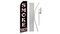 Smoke Shop Black Superknit Polyester Swooper Flag Size 11.5ft by 2.5ft & 6 Piece Pole & Ground Spike Kit