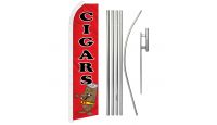 Cigars Superknit Polyester Swooper Flag Size 11.5ft by 2.5ft & 6 Piece Pole & Ground Spike Kit
