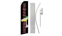 Happy Hour Superknit Polyester Swooper Flag Size 11.5ft by 2.5ft & 6 Piece Pole & Ground Spike Kit
