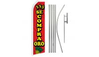 Se Compra Oro We Buy Gold Superknit Polyester Swooper Flag Size 11.5ft by 2.5ft & 6 Piece Pole & Ground Spike Kit