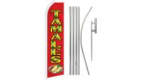 Tamales Superknit Polyester Swooper Flag Size 11.5ft by 2.5ft & 6 Piece Pole & Ground Spike Kit