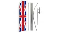 United Kingdom Superknit Polyester Swooper Flag Size 11.5ft by 2.5ft & 6 Piece Pole & Ground Spike Kit
