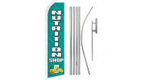 Nutrition Shop Superknit Polyester Swooper Flag Size 11.5ft by 2.5ft & 6 Piece Pole & Ground Spike Kit