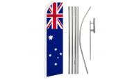 Australia Superknit Polyester Swooper Flag Size 11.5ft by 2.5ft & 6 Piece Pole & Ground Spike Kit