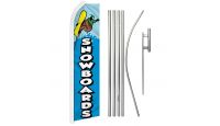 Snowboards Superknit Polyester Swooper Flag Size 11.5ft by 2.5ft & 6 Piece Pole & Ground Spike Kit