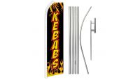Kebabs Superknit Polyester Swooper Flag Size 11.5ft by 2.5ft & 6 Piece Pole & Ground Spike Kit