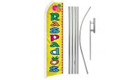 Raspados Superknit Polyester Swooper Flag Size 11.5ft by 2.5ft & 6 Piece Pole & Ground Spike Kit