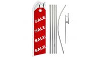 Sale Red Tag Superknit Polyester Swooper Flag Size 11.5ft by 2.5ft & 6 Piece Pole & Ground Spike Kit