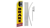 Brake Services Superknit Polyester Swooper Flag Size 11.5ft by 2.5ft & 6 Piece Pole & Ground Spike Kit