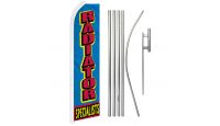 Radiator Specialists Superknit Polyester Swooper Flag Size 11.5ft by 2.5ft & 6 Piece Pole & Ground Spike Kit