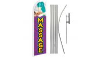 Massage Superknit Polyester Swooper Flag Size 11.5ft by 2.5ft & 6 Piece Pole & Ground Spike Kit