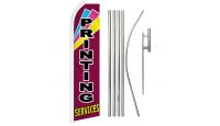 Printing Services Superknit Polyester Swooper Flag Size 11.5ft by 2.5ft & 6 Piece Pole & Ground Spike Kit