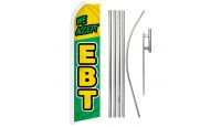 We Accept EBT Superknit Polyester Swooper Flag Size 11.5ft by 2.5ft & 6 Piece Pole & Ground Spike Kit