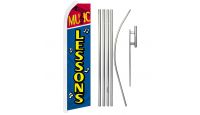 Music Lessons Superknit Polyester Swooper Flag Size 11.5ft by 2.5ft & 6 Piece Pole & Ground Spike Kit