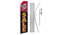 Blow Out Sale Superknit Polyester Swooper Flag Size 11.5ft by 2.5ft & 6 Piece Pole & Ground Spike Kit