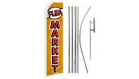 Flea Market Superknit Polyester Swooper Flag Size 11.5ft by 2.5ft & 6 Piece Pole & Ground Spike Kit