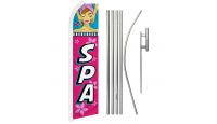 Spa Superknit Polyester Swooper Flag Size 11.5ft by 2.5ft & 6 Piece Pole & Ground Spike Kit
