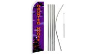 Haunted House Superknit Polyester Swooper Flag Size 11.5ft by 2.5ft & 6 Piece Pole & Ground Spike Kit