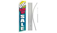 Big Blow-Out Sale Superknit Polyester Swooper Flag Size 11.5ft by 2.5ft & 6 Piece Pole & Ground Spike Kit