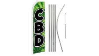 CBD Superknit Polyester Swooper Flag Size 11.5ft by 2.5ft & 6 Piece Pole & Ground Spike Kit
