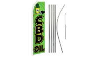 CBD Oil Superknit Polyester Swooper Flag Size 11.5ft by 2.5ft & 6 Piece Pole & Ground Spike Kit